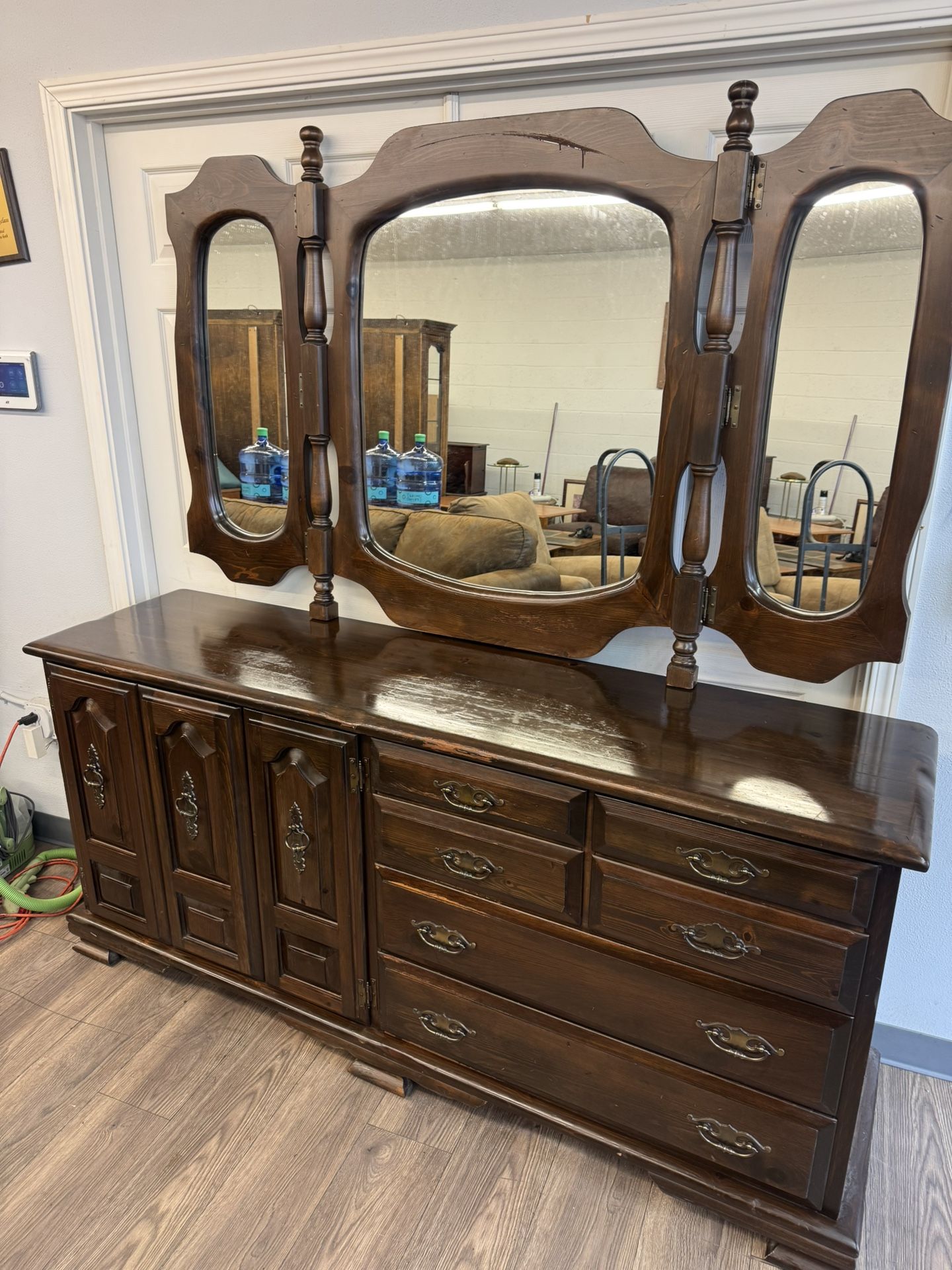 Nucal Lasting Furniture Dresser with Mirror | 10 Drawers | Solid Wood | Dovetail Joinery 