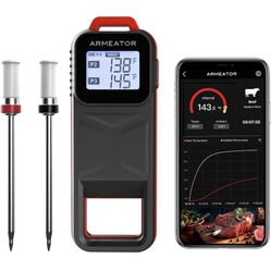 Meat Thermometer for Grilling, Smoking & Cooking – Dual Probe Wireless Smart BBQ Thermometer with App, Long Range, Rechargeable, Water-Resistant, for 