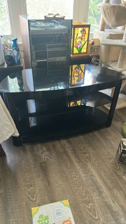Glass black TV stand 3 tiers