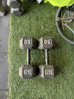 50lbs pair of hex iron dumbbells