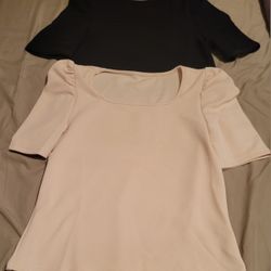 Two Brand New Women's Square Neck T-Shirt  W/ruffle detail