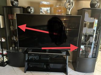 TV Console Towers Matte Black With Double Bridge Connected Design From Eldorado Furniture  Can Be Adjusted To Suit 