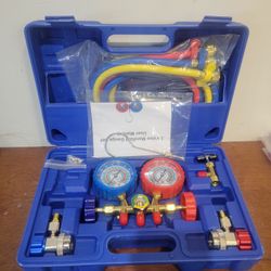 OMT 3-Valve Manifold Gauge & Hose Set for R-134a, Blue/Red/Yellow 111655-1 JAR