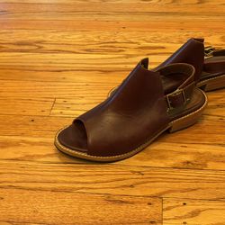 Patina Portland Leather Womens Peep Toe Slingback Mule Sandals Size 7