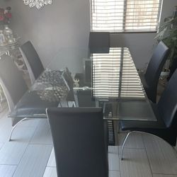 Glass 6 Chair Dining Table