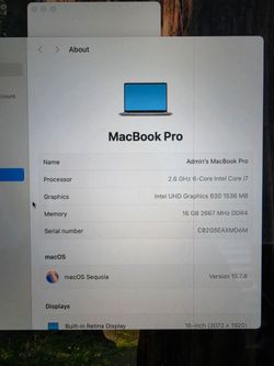 MacBook Pro (16-inch,2019) Intel