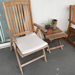 Teak Adjustable Lounge Chair With Table 