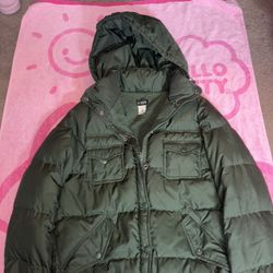 J.Crew Vintage Utility Down Puffer Jacket Dark Green Size Small