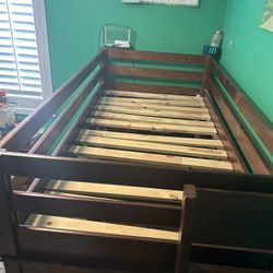 Twin loft bed with desk with Mattress and topper