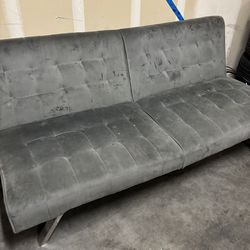 Grey velvet futon