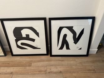Beautiful Modern Decor Paintings Black and White 33in x 33in (Sold as a Pair)
