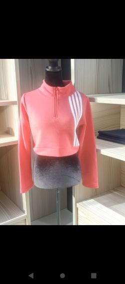 Red Cropped Quarter-Zip Sweatshirt