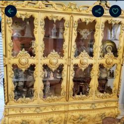 Beautiful Antique Country French, Rococo China cabinet Excellent condition