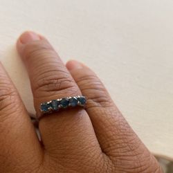 Silver Ring With Blue Gemstones
