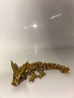 3D Printed Baby Crystal Dragon (Gold/Silver Gradient)