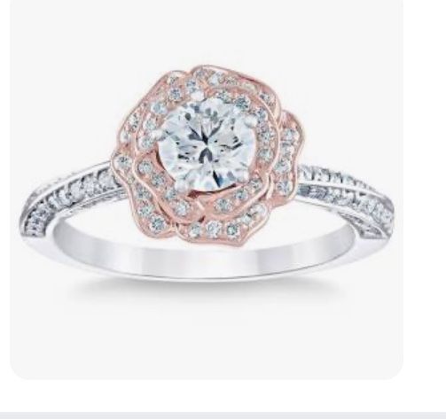 Round Brilliant 1.00 ctw VS2 Clarity, I Color Diamond 18kt Rose Gold & White Gold Rose Ring