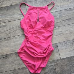 Ellen Tracy Bright Pink Swimwear One Piece Size 8 