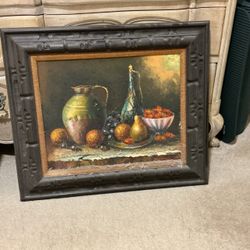 Framed Still Life Oil Painting on Canvas