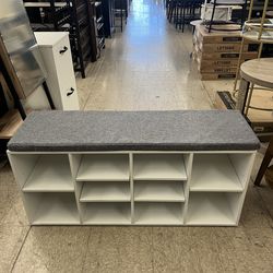 VASAGLE Shoe Bench Storage w/ Padded Seat Entryway w/ 10 Compartments - White ***open box***