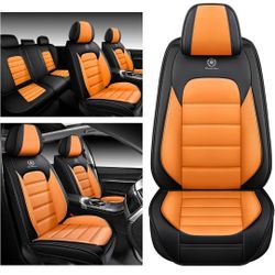 Car Seat Covers, Leather Luxury  , Universal  ,black And Orange 