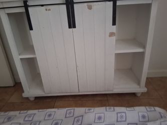 White Farmhouse TV Stand with Barn Doors