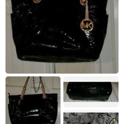 Michael Kors Women's Python black Embossed Snakeskin Shoulder bag Tote jet set


