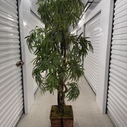 Tall Artificial Tree With Woven Basket (7 Ft 1 Tall)- Firm Price 