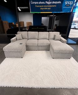 🛋️ Gray Couch U-Shape Corduroy Sectional Sofa $10 Down