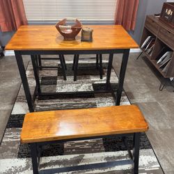 Modern Counter-Height Dining Table Set with Benches and Stools