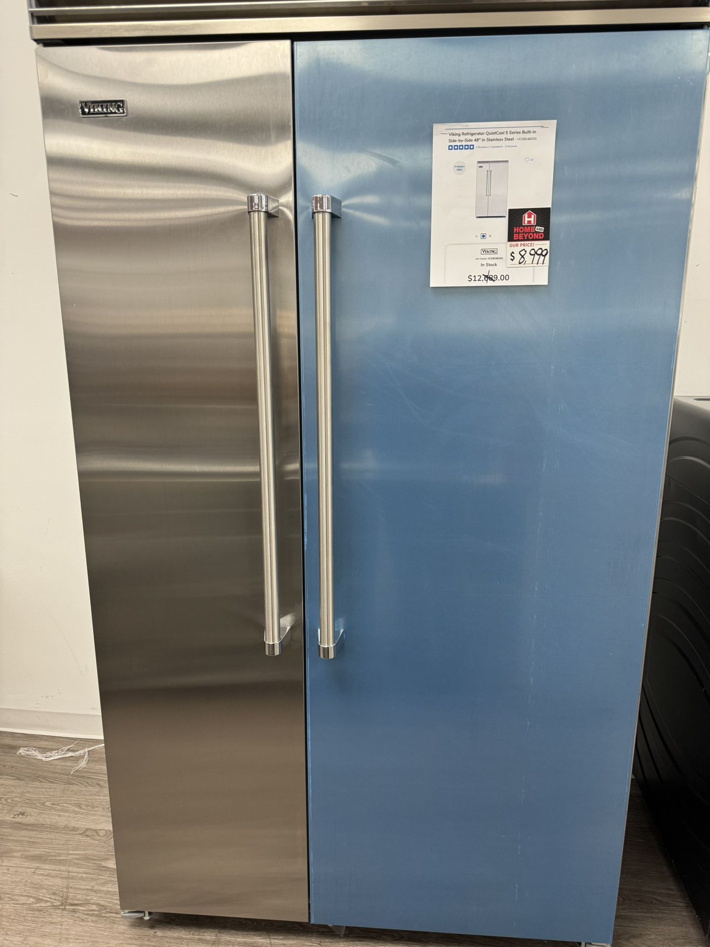 New Floor Model Viking Refrigerator QuietCool 5 Series Built-In Side-by-Side 48" in Stainless Steel - VCSB5483SS  5 
