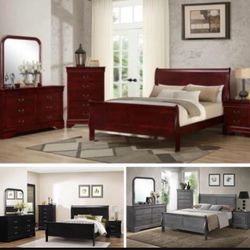 NEW QUEEN 5pc BEDROOM SET WITHOUT MATTRESS AND FREE DELIVERY 