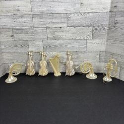 Vintage Iridescent Musical Instruments Christmas Ornaments Set of 7