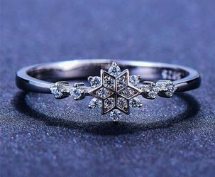 Snowflake Ring Stamped 925 Sterling Silver Zircon Stone Ring