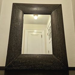 Large Rustic Etched Black Solid Wood Framed Mirror By Pier1 Imports