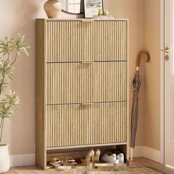 ❤️🔥 ✨#C. Shoe Cabinet with 3 Flip Drawers, 31.5''W Wood Fluted $90