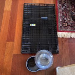 Dog Crate And Endless Water Bowl