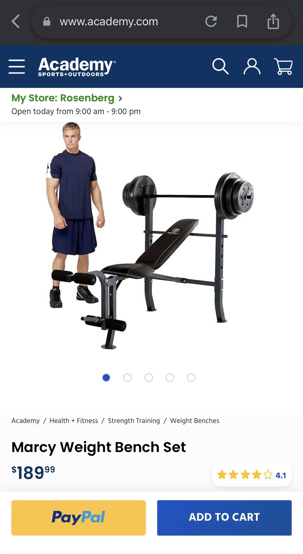 Marcy Bench Academy Sports Workout Bench Strength Training Weight