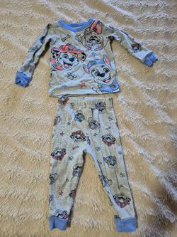 Paw Patrol Grey, SIZE 18 MONTH, Blue & Red Kids Pajama Set - Long Sleeve Top & Pants