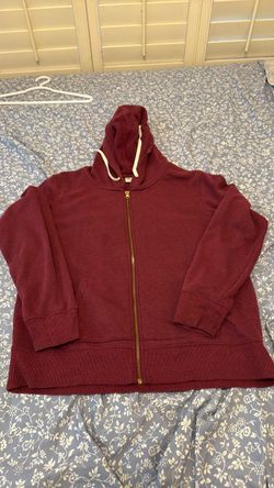 Burgundy Zip-Up Hoodie Sweatshirt