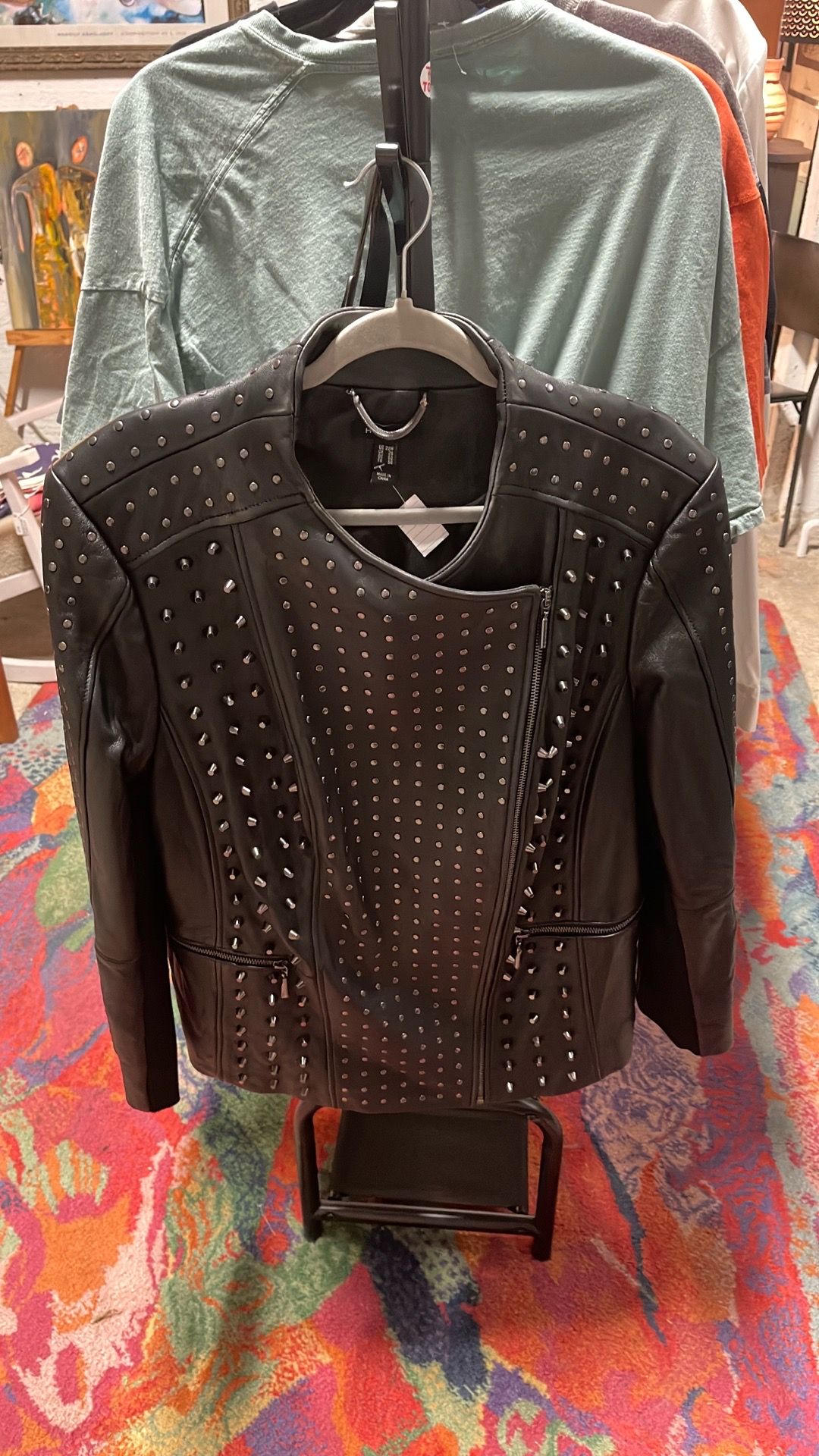 Halston leather studded jacket 