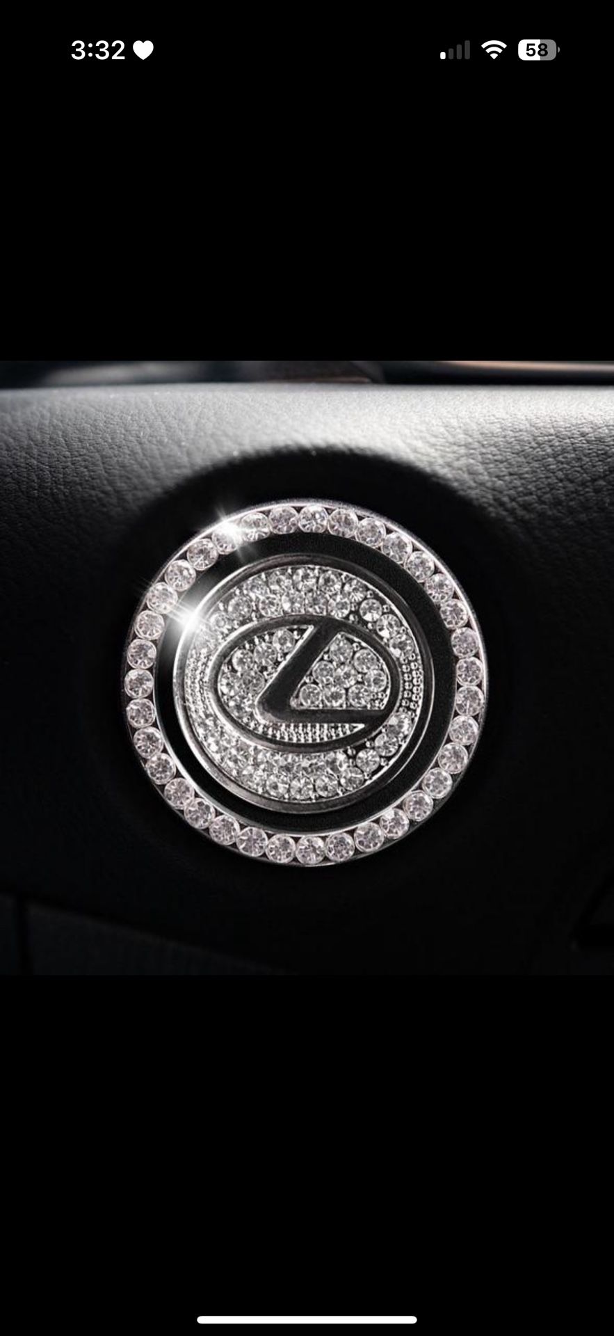 Lexus Start Button Bling Car Décor Crystal Rhinestone Car Bling Ring Emblem