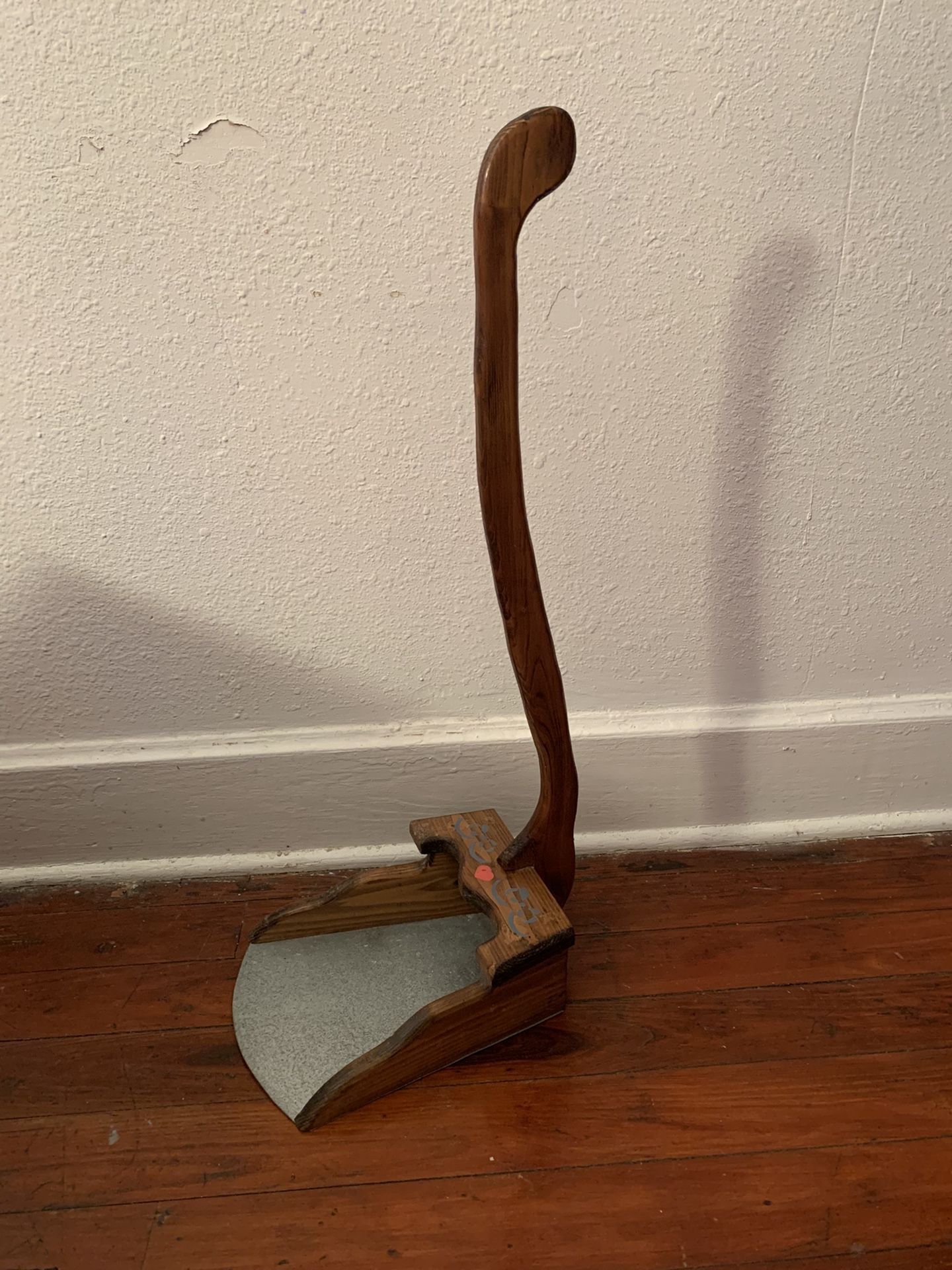Vintage Large Wood Handle Metal Dust Pan