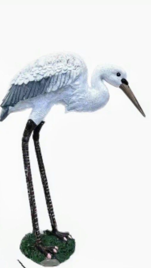 White Resin Heron Statue