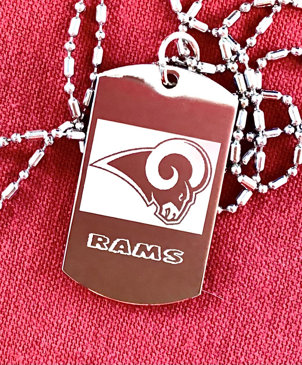 Engraved Rams Dog Tag With Chain