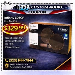 Infinity Kappa  Series 603CF Car Speakers 1 Set 6 1/2" 2-Way Component Speaker System 330 Watts 🚨 Payment Options Available 🚨 No Credit Needed 🚨 