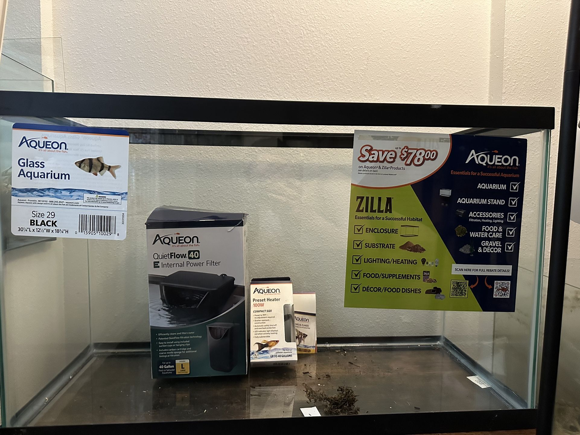 29 Gallon Aquarium Set (heater And Filter)