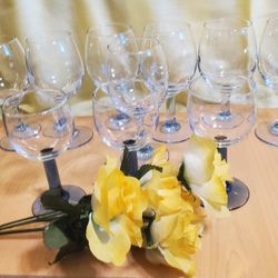 Set Of 10 BLUE Tint Wine/Water Glasses