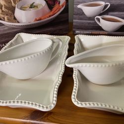 Modern Farmhouse Organic Bead Serve ware Set 9 Pieces