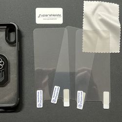 IPHONE X XS CASE WITH METAL RING STAND AND SCREEN PROTECTORS