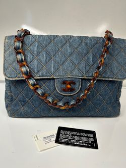 CHANEL Blue Denim Classic Flap Bag (H)